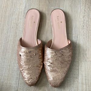 ♠️Kate Spade Rose Gold & Silver Sequin Mules in ECU.  Worn twice.